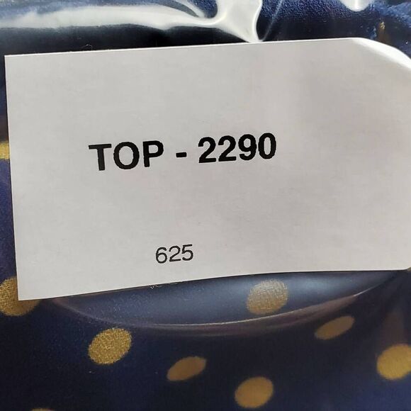 Papermoon Women’s Navy Blue Polka Dot Ruffle Sleeve Blouse Size S Keyhole Back - Picture 8 of 8